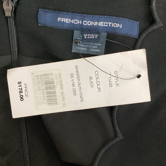 French Connection Whisper Ruth Knit Black Scallop Sheath Dress - Picture 6 of 7